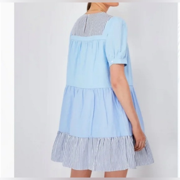 ENGLISH FACTORY Women's Quinn Dress Tier Mini Swing Serenity Blue XS Tuckernuck - Picture 2 of 11